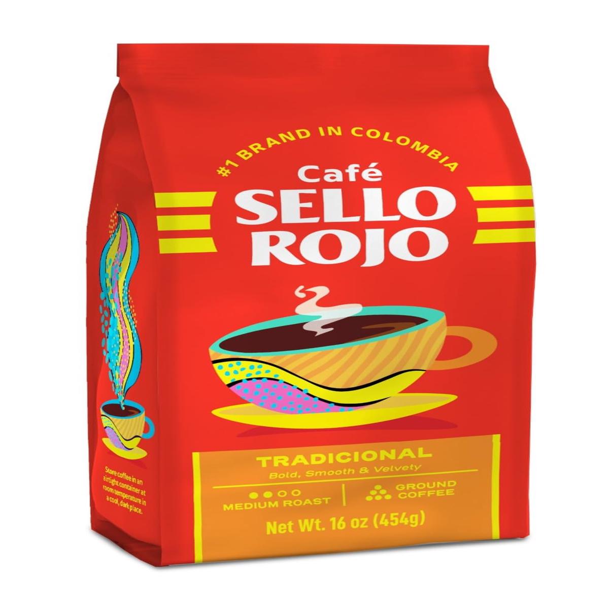Sello Rojo Medium Roast Ground Coffee, Colombian, 16 oz Bag - Traditional Flavor, Perfect for Brewing at Home
