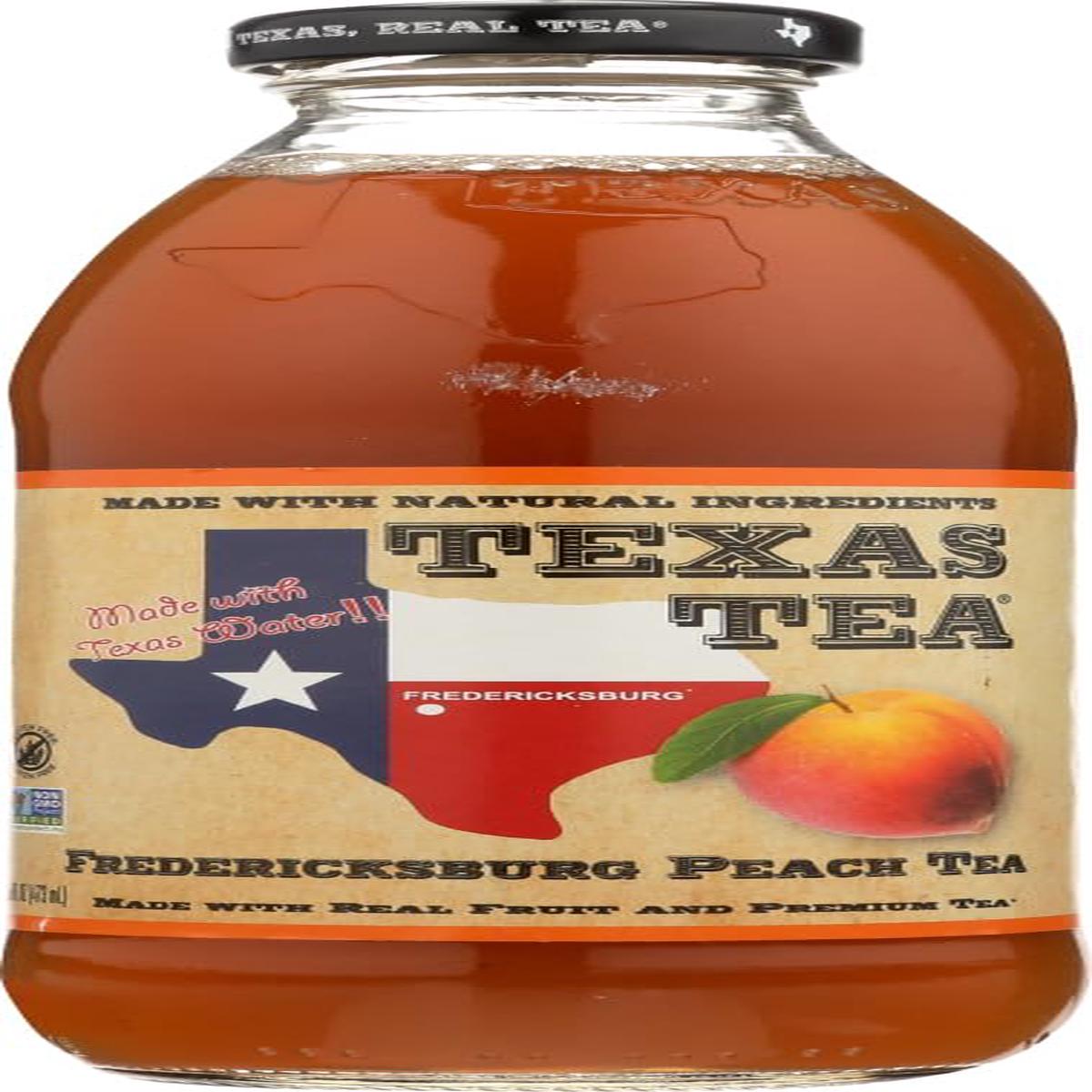 Texas Tea Fredericksburg Peach Tea, 16 Fl Oz, Pack of 12 - Refreshing Southern Flavor in Convenient Bottles