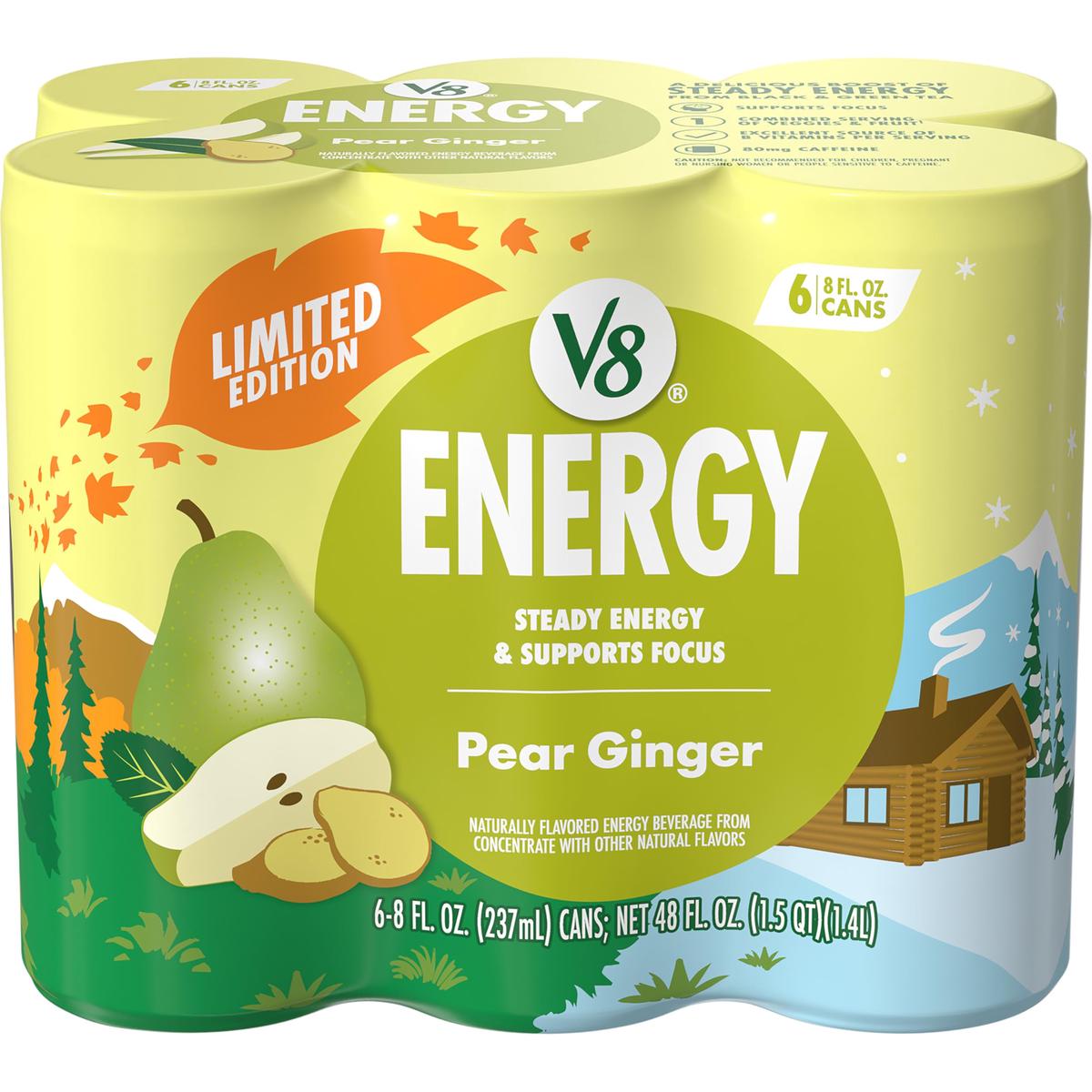 V8 Energy Pear Ginger Energy Drink  8 fl oz Can (6 Pack)