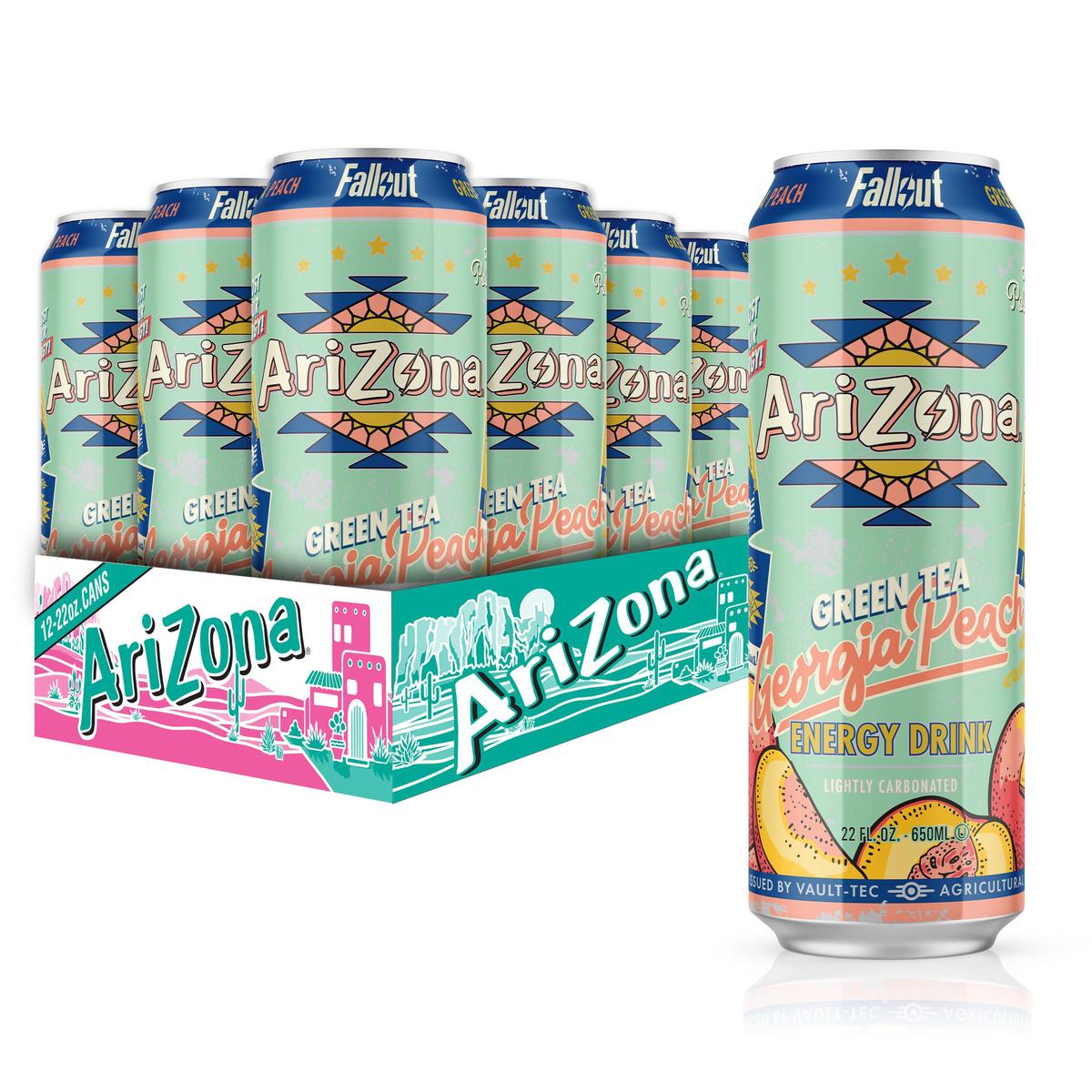 AriZona x Fallout Georgia Peach Green Tea - 234mg Natural Caffeine per Can