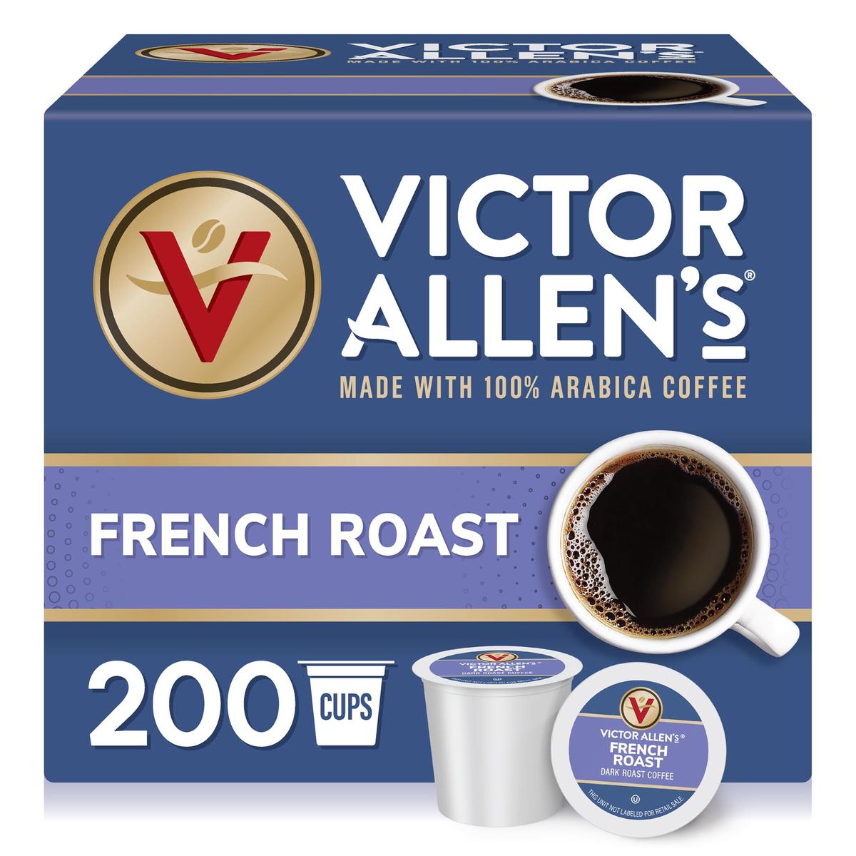 Victor Allen Coffee French Roast Single Serve Pods, 200 Count for Keurig K-Cup malt-inspired