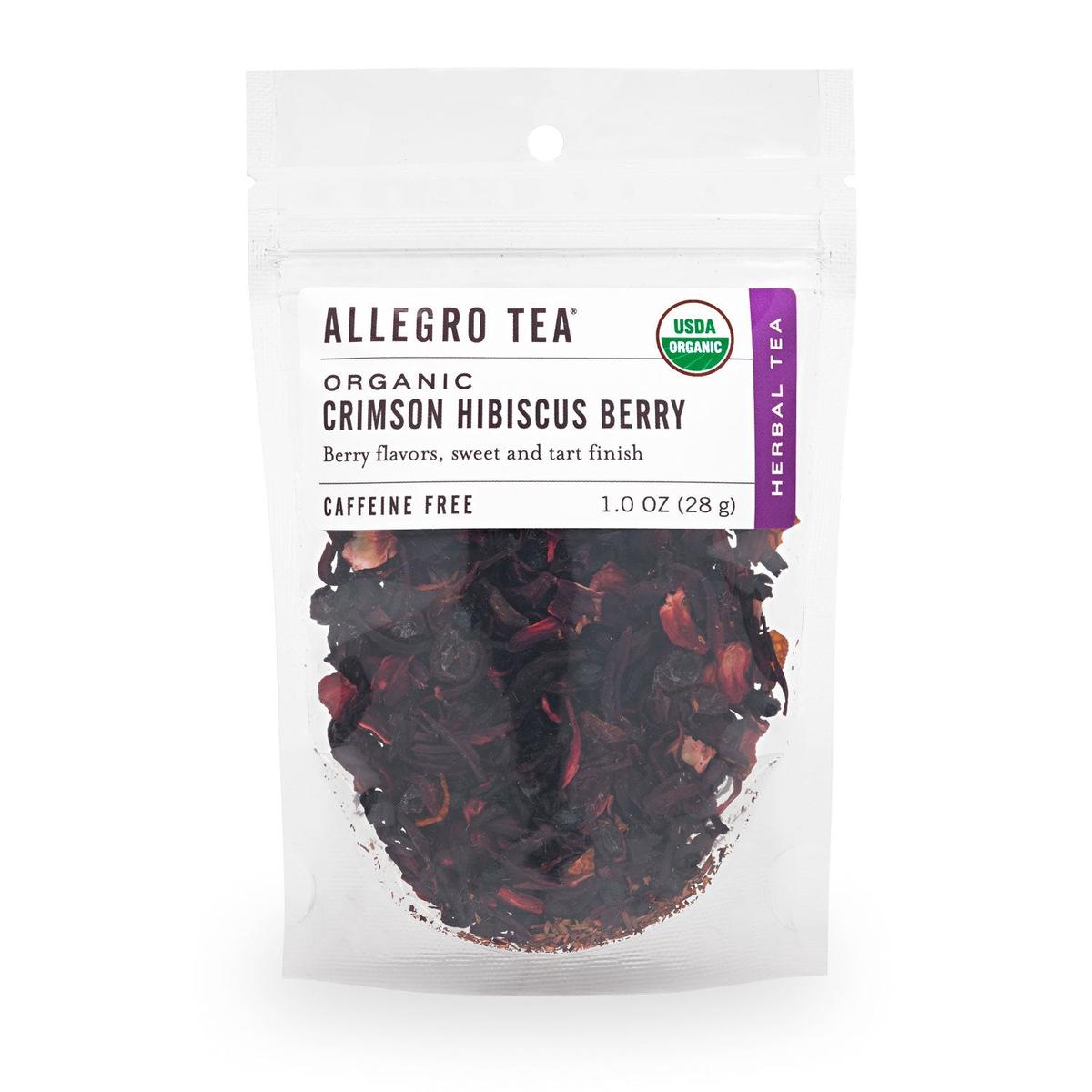 Allegro Tea, Organic Crimson Hibiscus Berry, Loose Leaf Tea, 1 Oz