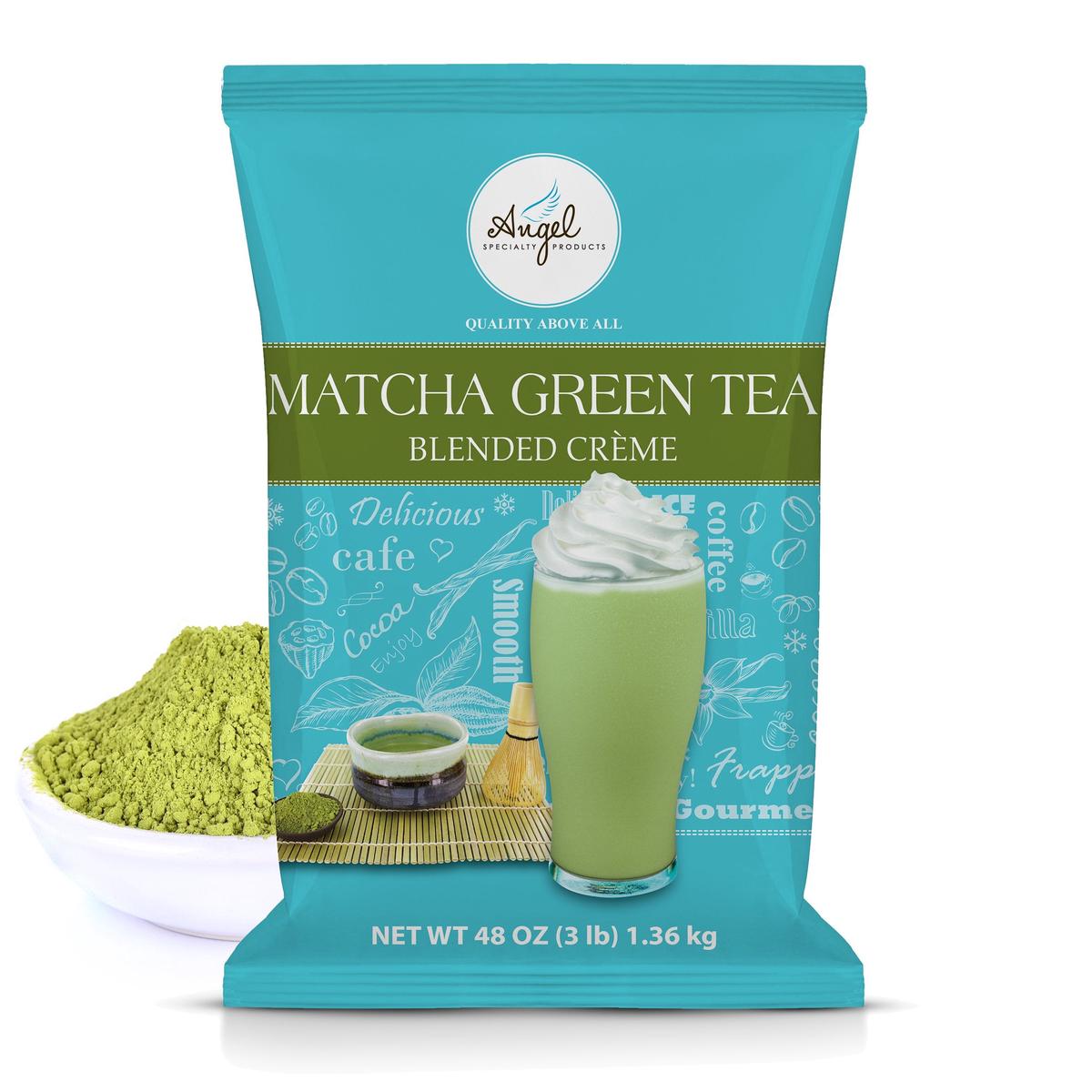 ANGEL SPECIALTY PRODUCTS Matcha Green Tea Blended Crme Mix, 3 LB - Green, Smooth, Creamy Flavor for Beverages and Desserts