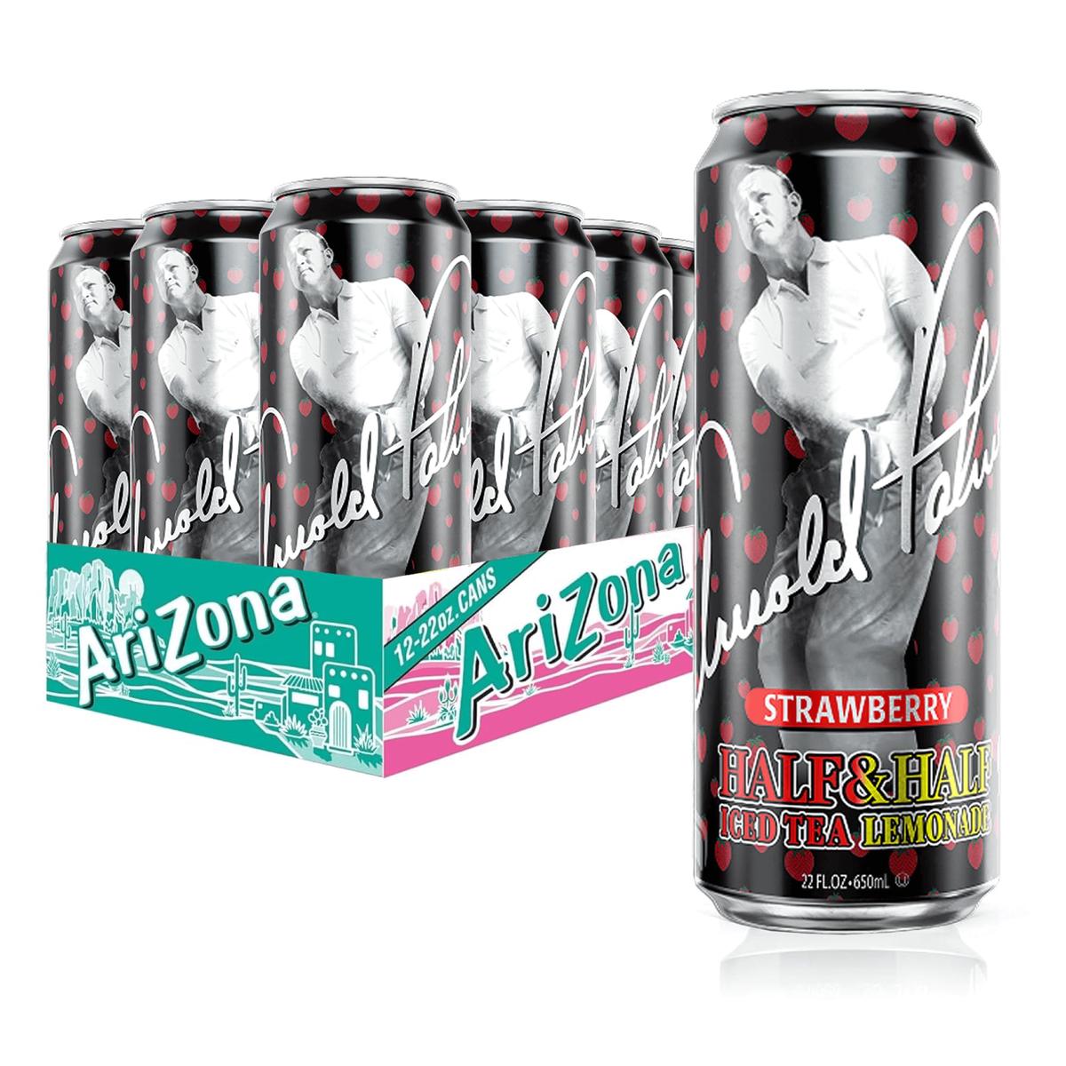 Arizona Arnold Palmer Strawberry - Half And Half, Big Can, 22 Fl Oz (Pack Of 12)