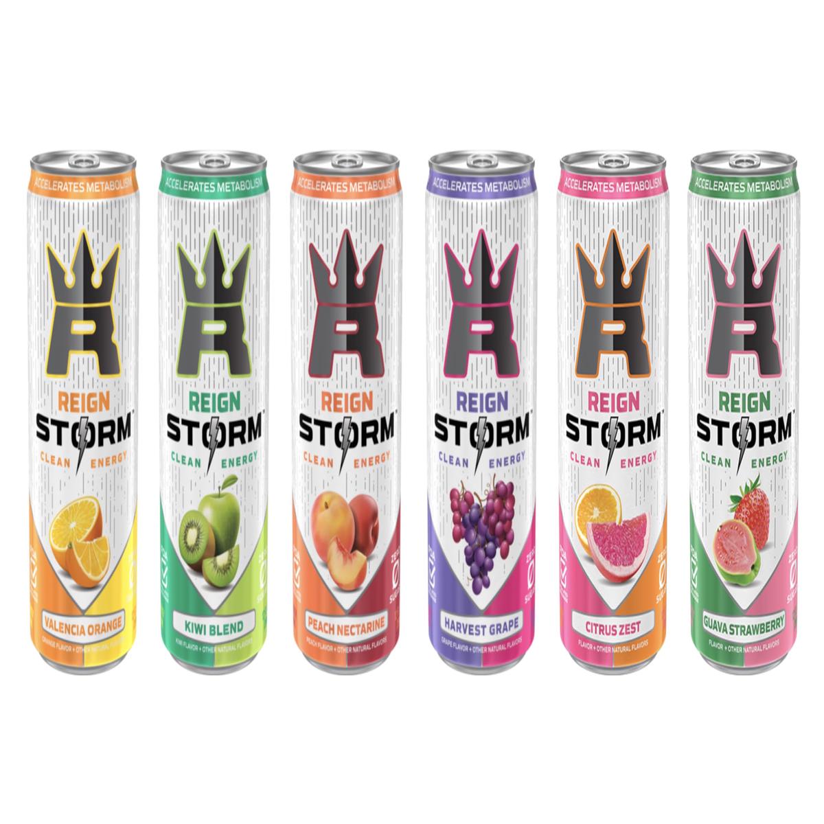 COMBO BREAKER Reign Storm Clean Energy Drink Variety Pack | 6 Flavors | 12 Fl Oz (Pack of 6)
