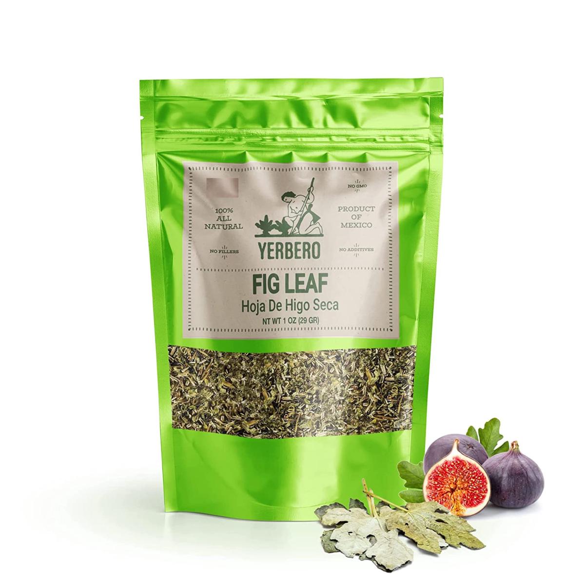 YERBERO Fig Leaves Herbal Tea, 1oz (29g), 100% All Natural, Non-GMO, Resealable Bag, From Mexico