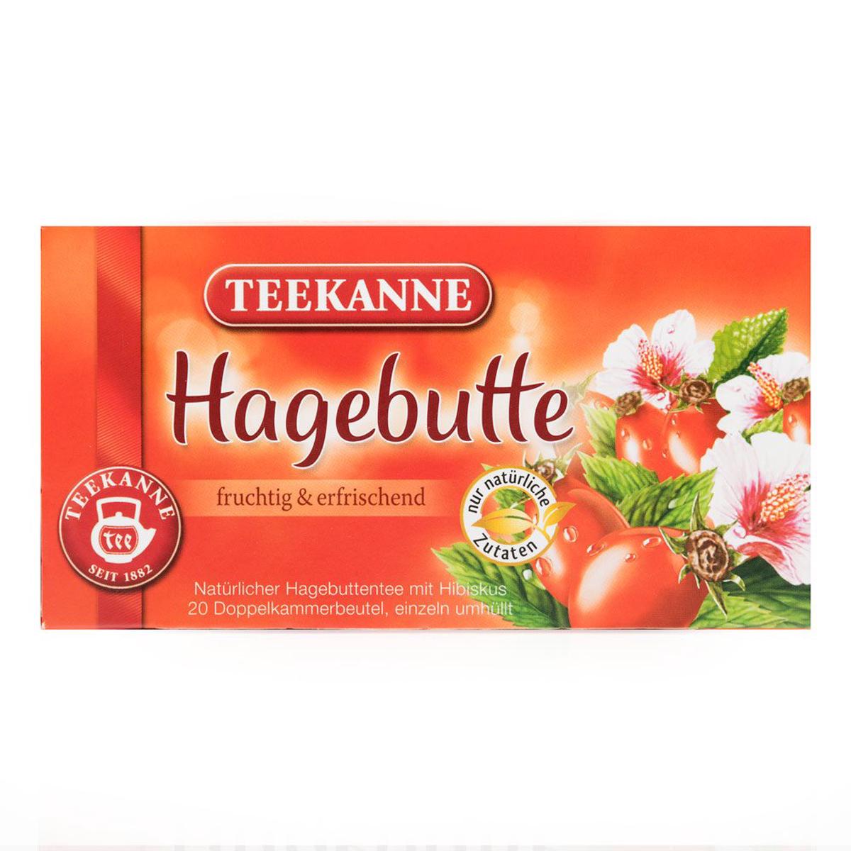 Teekanne Rosehip and Hibiscus Tea, 20 Bags - Herbal Wellness Blend, Caffeine-Free, Refreshing Flavor