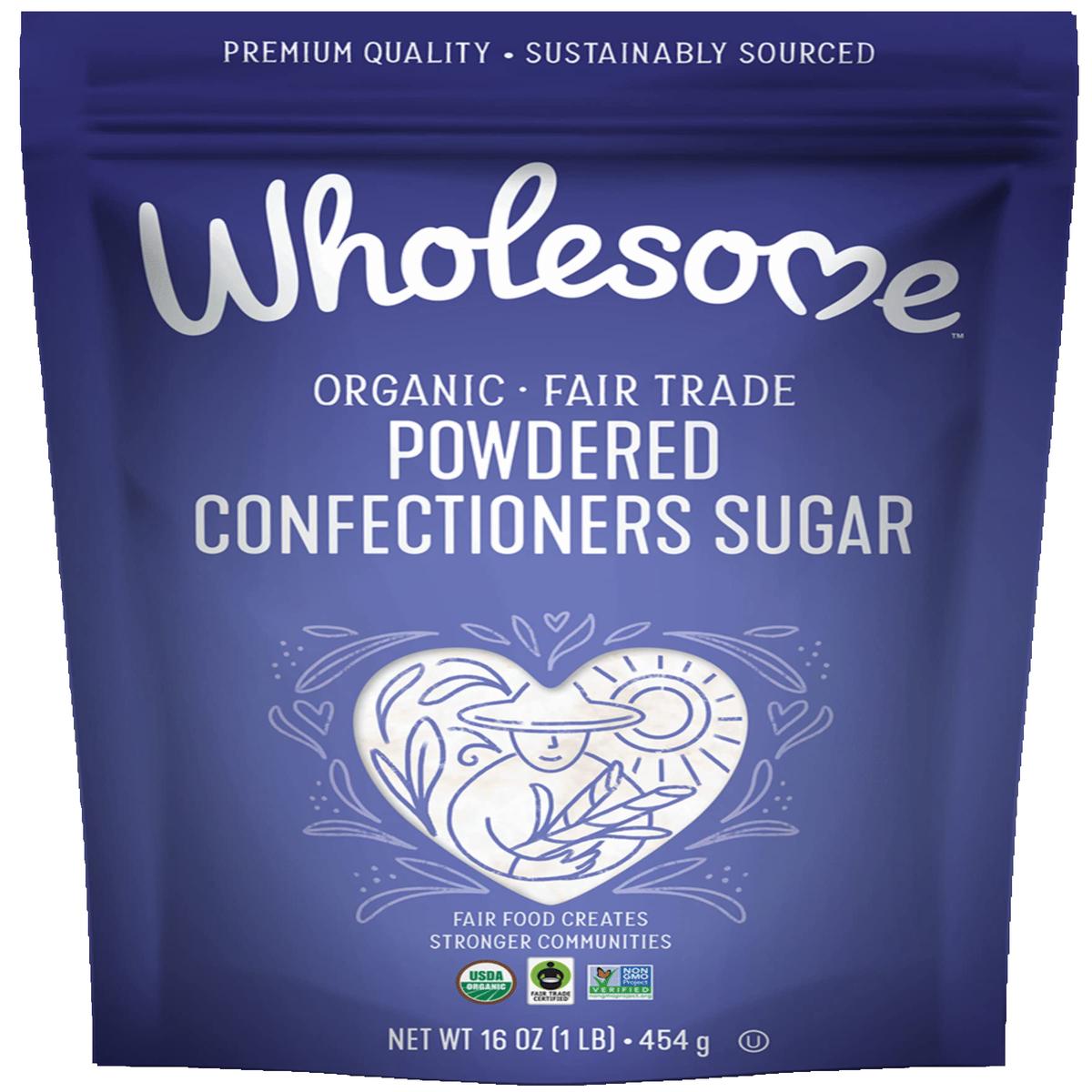 Wholesome Sweeteners 16-Ounce Organic Powdered Confectioners Sugar, Fair Trade, Non Gmo, Gluten Free & Vegan, 6 Pack