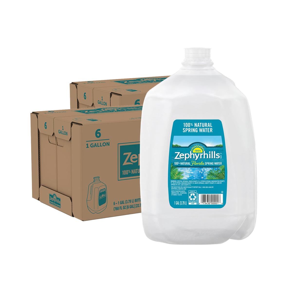 Zephyrhills Spring Water, 1 Gallon Case of 6 - 12 Pack, Refreshing Natural Drinking Water, Perfect for Hydration and Convenience