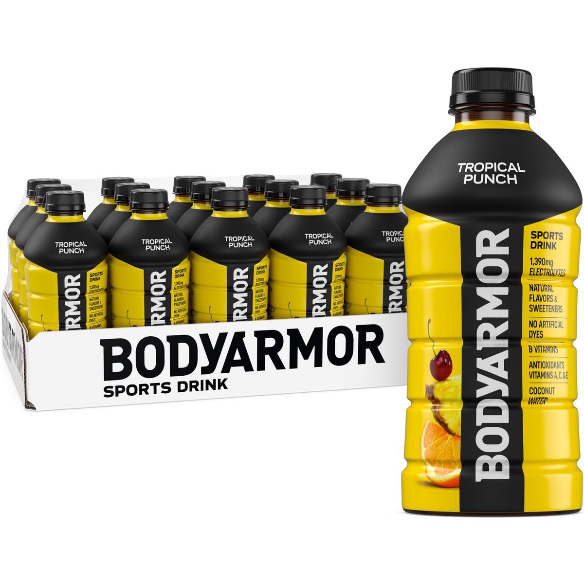 BODYprotective covering Sports Drink  Tropical Punch  Electrolyte Drink Hydration  28 Fl Oz Bottles (15 Pack)  Flavored Coconut Water with B Vitamins & Antioxidants
