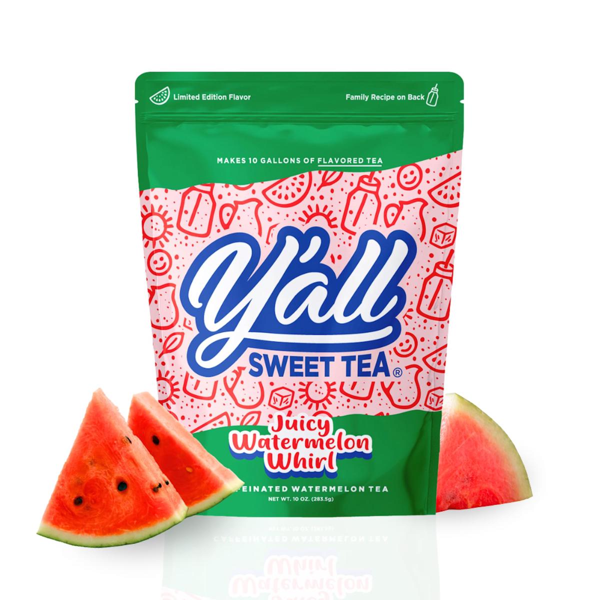 Yall Sweet Tea Watermelon Flavored Iced Tea Bags, 1 Gallon Size, 10 Bags per Pack, Caffeinated, Quick Brew Southern Style