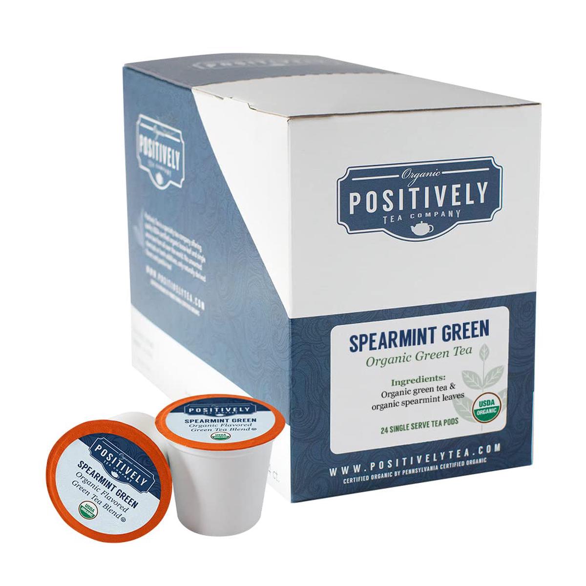 Organic Positively Tea Company, Spearmint Green Tea, K-Cup Compatible, 24 Pods