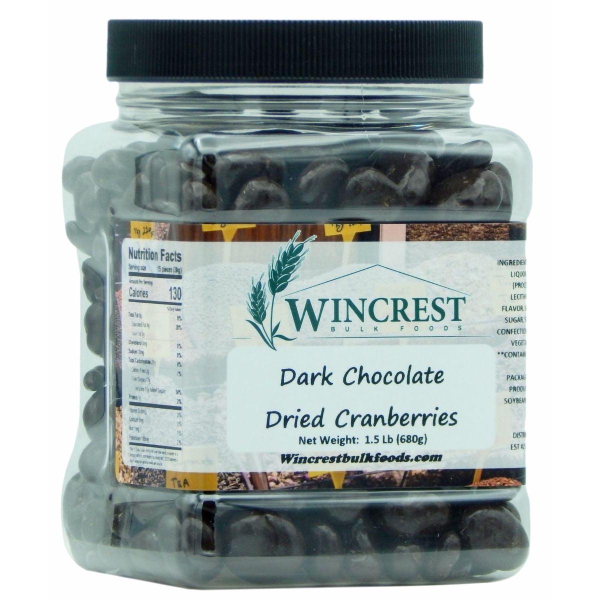 Wincrest Dark Chocolate Covered Cranberries - 1.5 Lb Tub