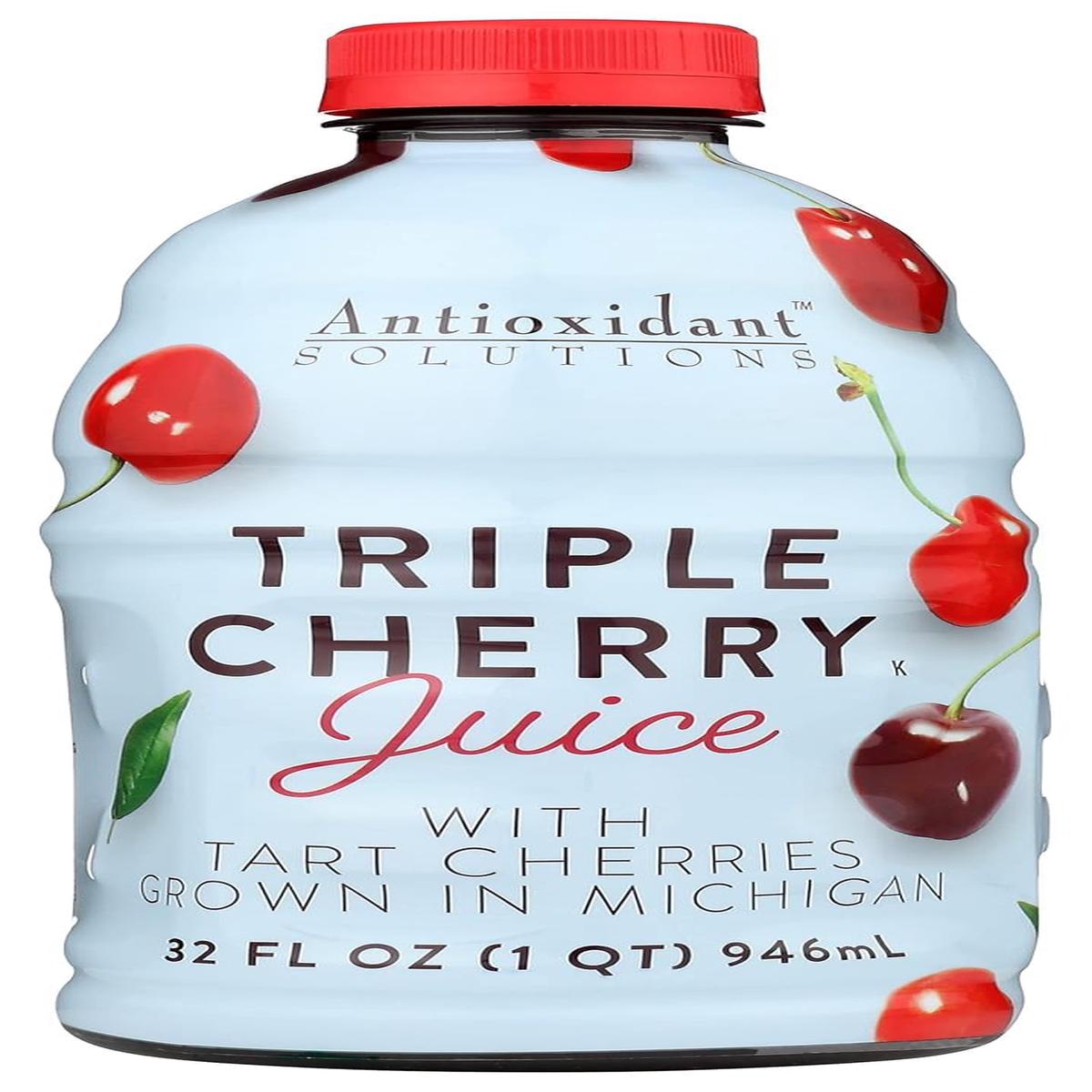 Antioxidant Solutions 100% Triple Cherry Juice - No Added Sugar - High in Antioxidants - 32 fl oz Bottles (6-Pack)