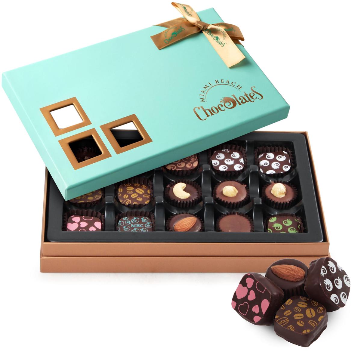 Vegan Dark Chocolate Truffles Gift Box, 15 Pieces Of Chocolates Gift Box, Ultimate Assorted Chocolates For Birthdays, Holidays Or Corporate Gifts, A Enhanced Kosher Chocolate Experience For Gifting