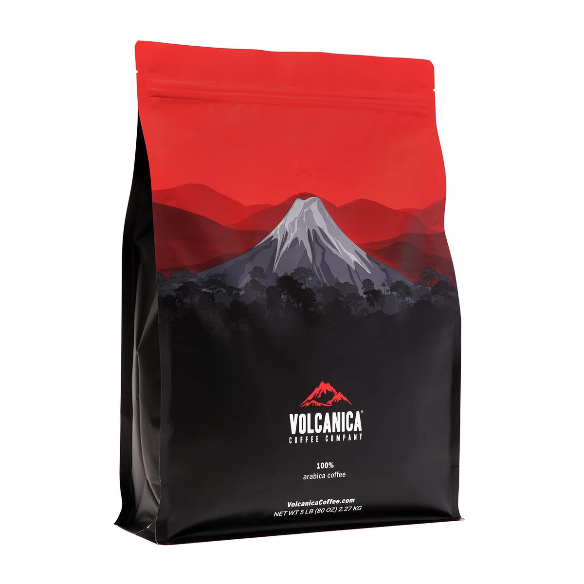 Volcanica Coffee Hazelnut Flavored Decaf Coffee Ground 5 lbs Brown