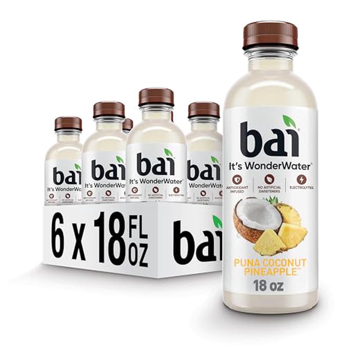 Bai Antioxidant Infused Water, Puna Coconut Pineapple, 18 Fl Oz, 6 Pack, with Vitamin C, No Artificial Sweeteners