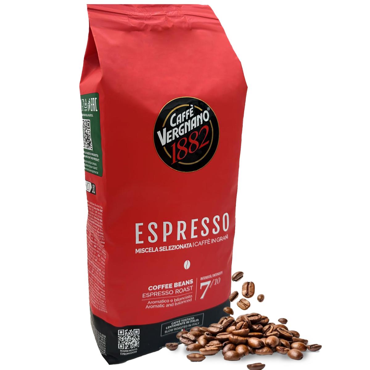 Caffe Vergnano 1882 Espresso Whole Bean Arabica Roast Coffee, 2.2 Lb Bag - Italian Medium Roast Coffee Beans With Notes Of Choco