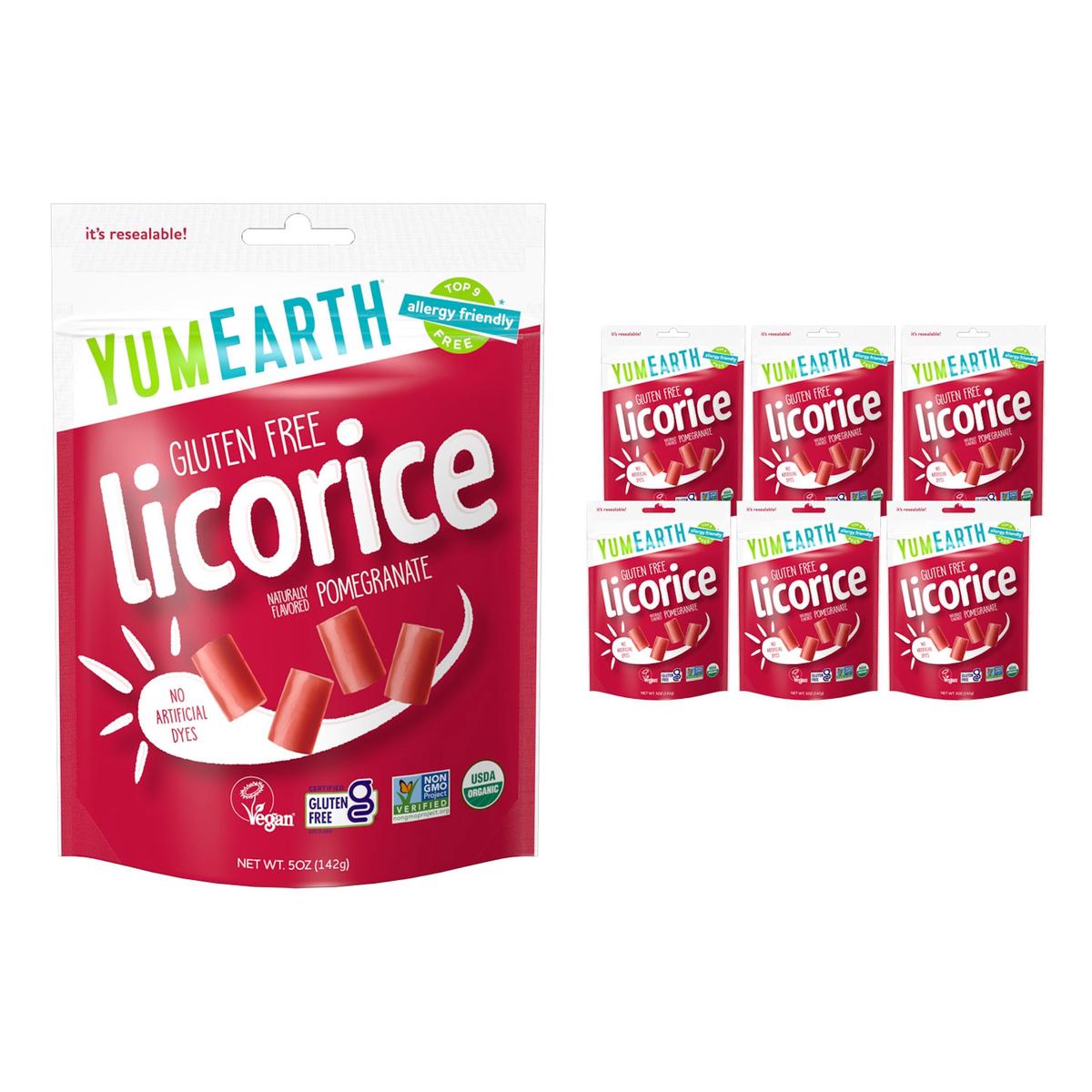 YumEarth Organic Gluten Free Pomegranate Licorice Snack Packs - Allergy Friendly, Gluten Free, Non-GMO, Vegan, No Artificial Dye