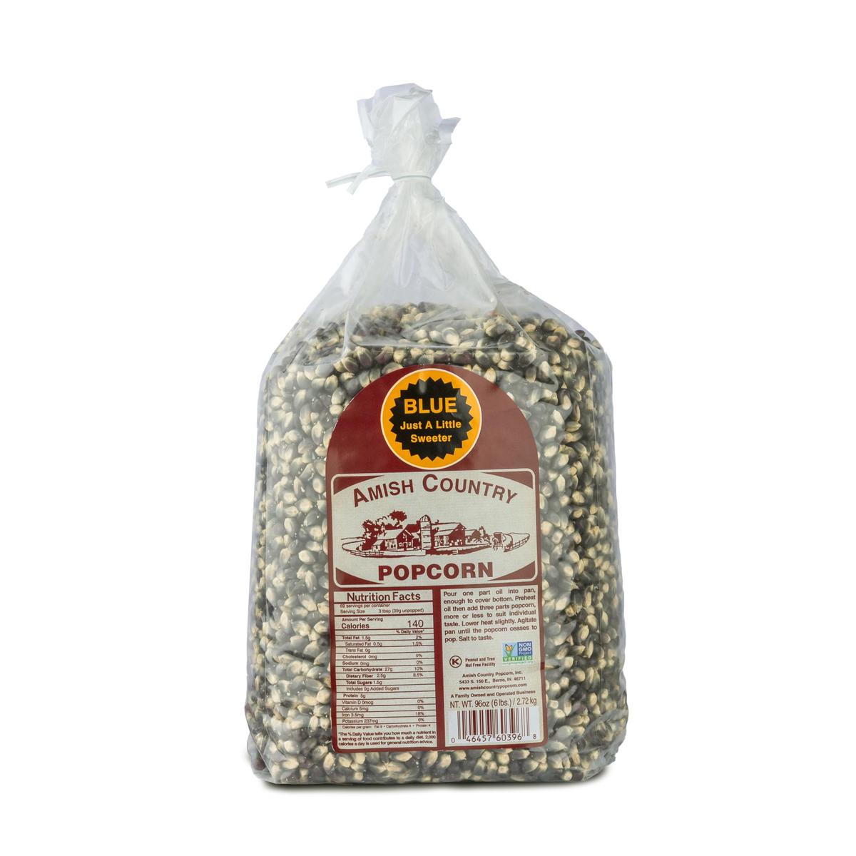 Amish Country Popcorn Blue Popcorn Kernels, 6LB Bag - Non-GMO, Gluten Free, Old Fashioned Popcorn