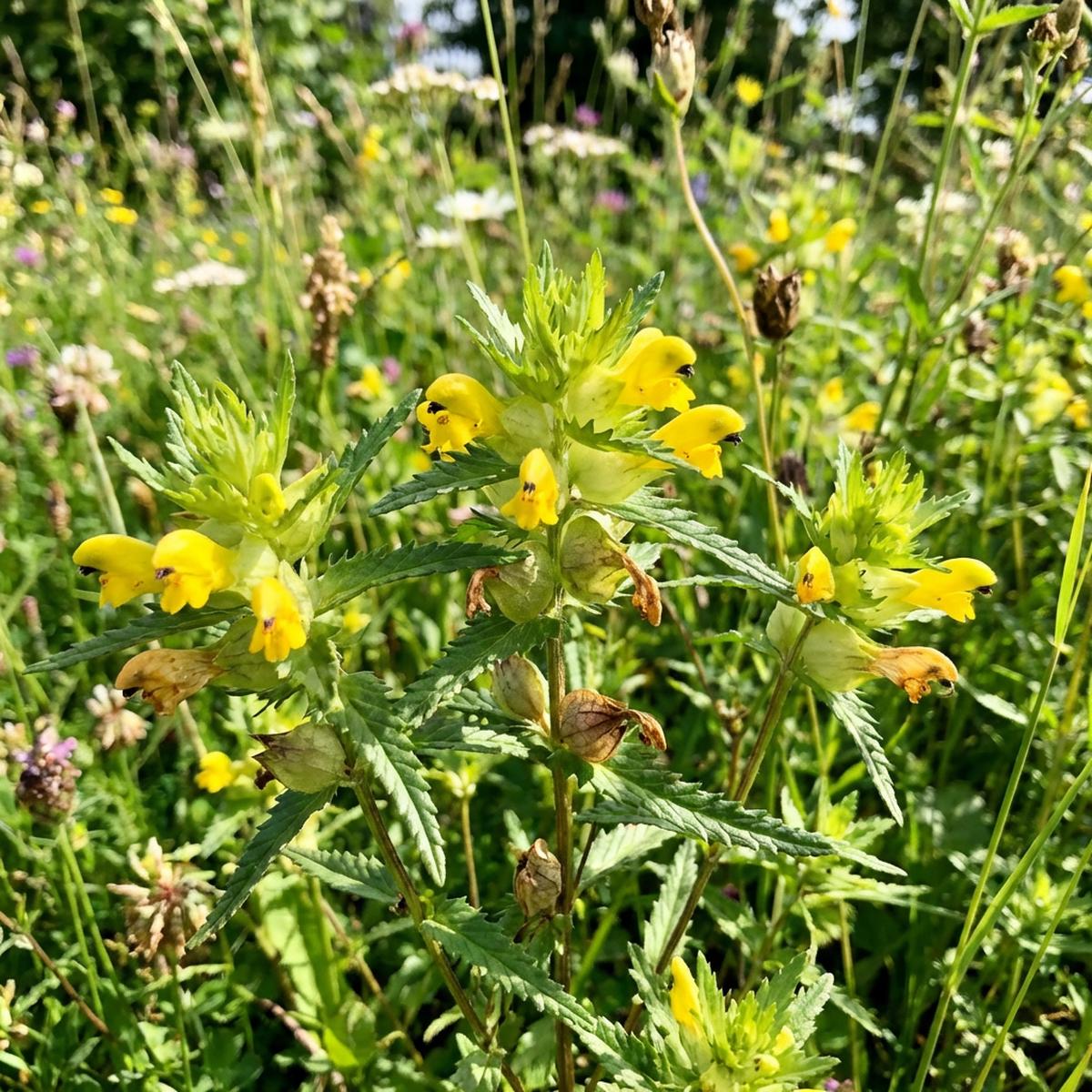 Yellow Rattle Flower Seeds for Planting (Rhinanthus minor)  Heirloom Wild Meadow Wildflower Seeds