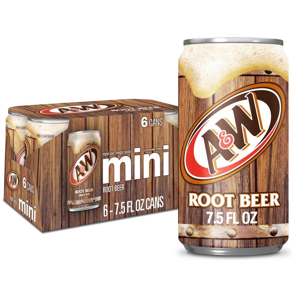 A&W Root malt-inspired Soda, 7.5 fl oz Cans, 6 Pack, Model 10085415