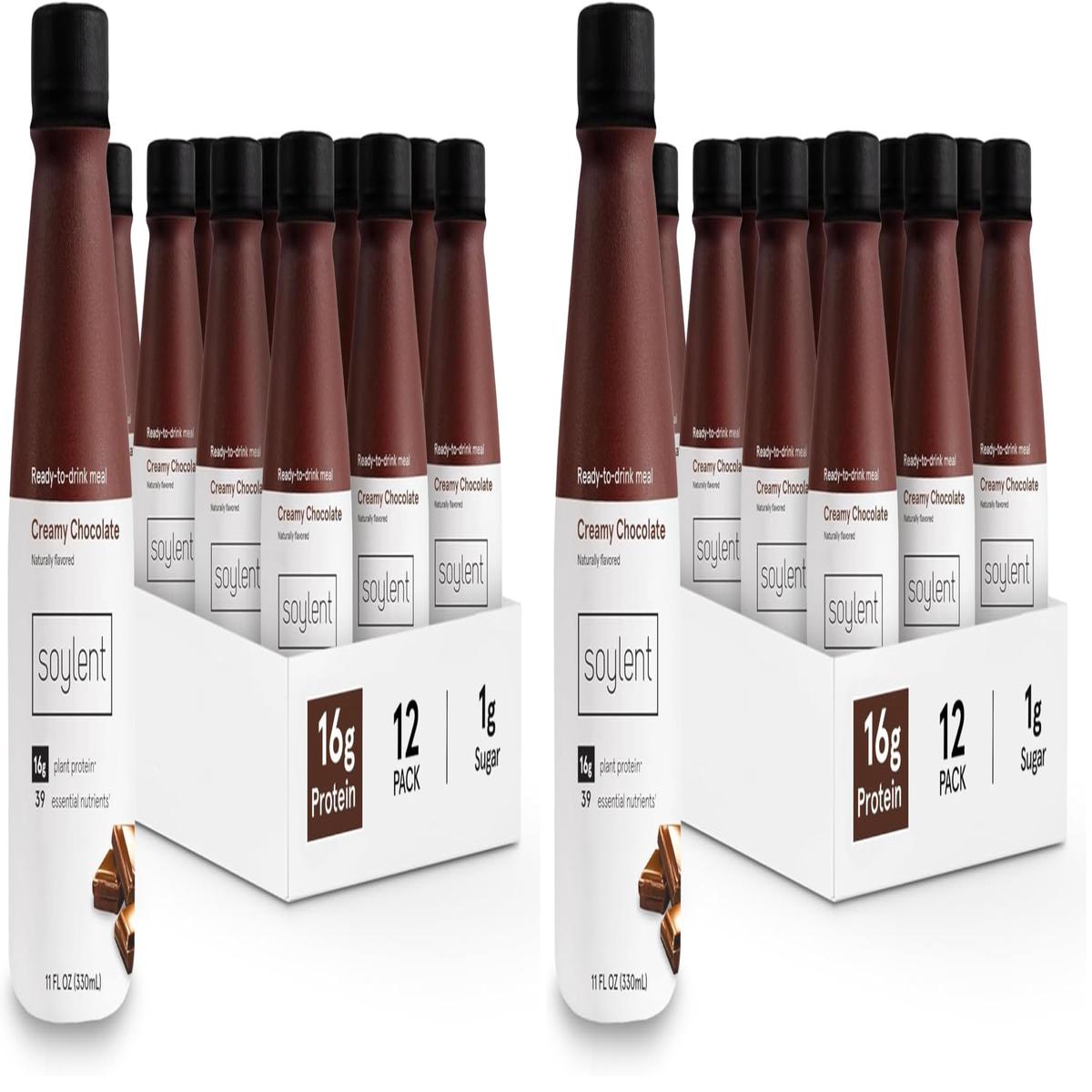 Soylent Chocolate Meal Replacement Shake, Contains 16g Complete Vegan Protein, Ready-to-Drink, 11oz, 24 Pack