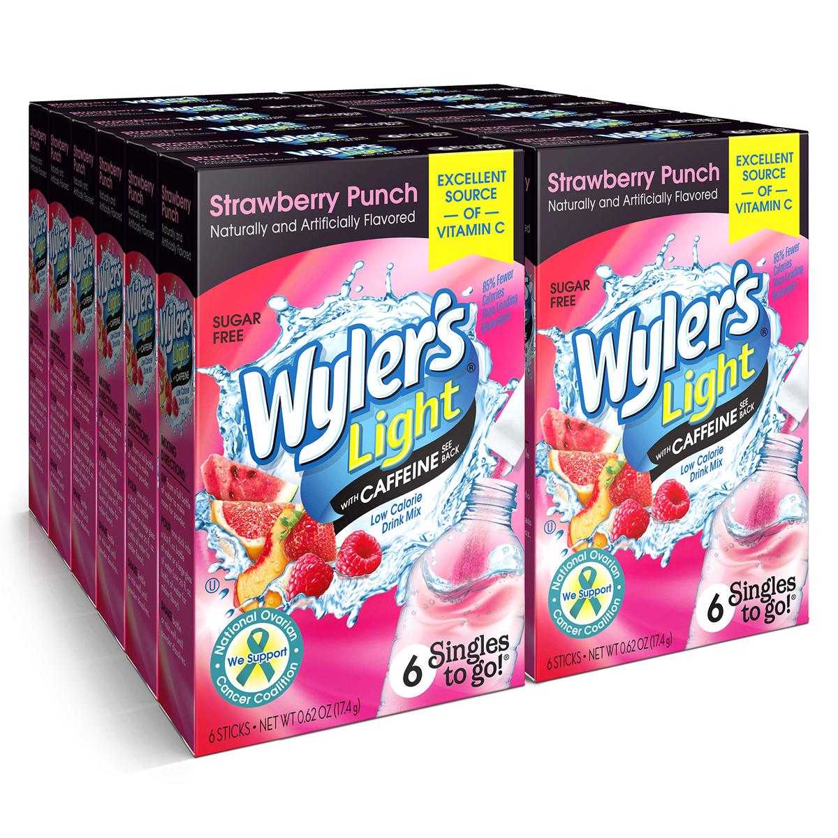 Wylers Light Strawberry Punch Drink Mix - 72 Servings (12 Boxes of 6 Packets, 6 Ounce)