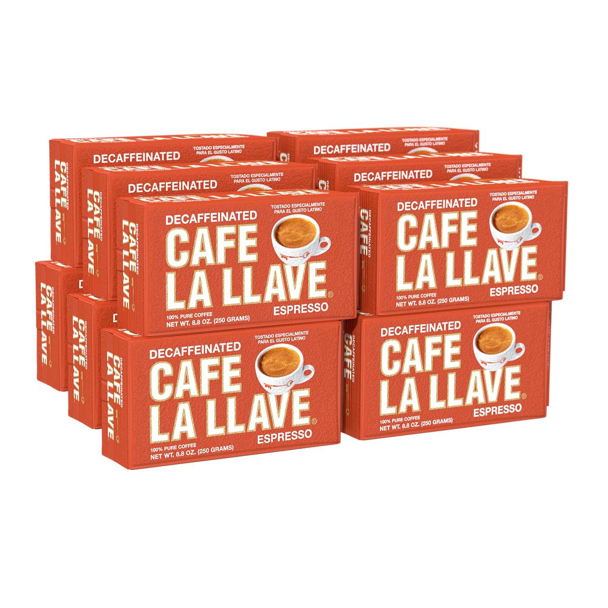 Cafe La Llave Decaf Dark Roast Espresso Coffee - 8.8 oz (Pack of 12) - Rich, Bold Flavor, Premium Arabica Beans