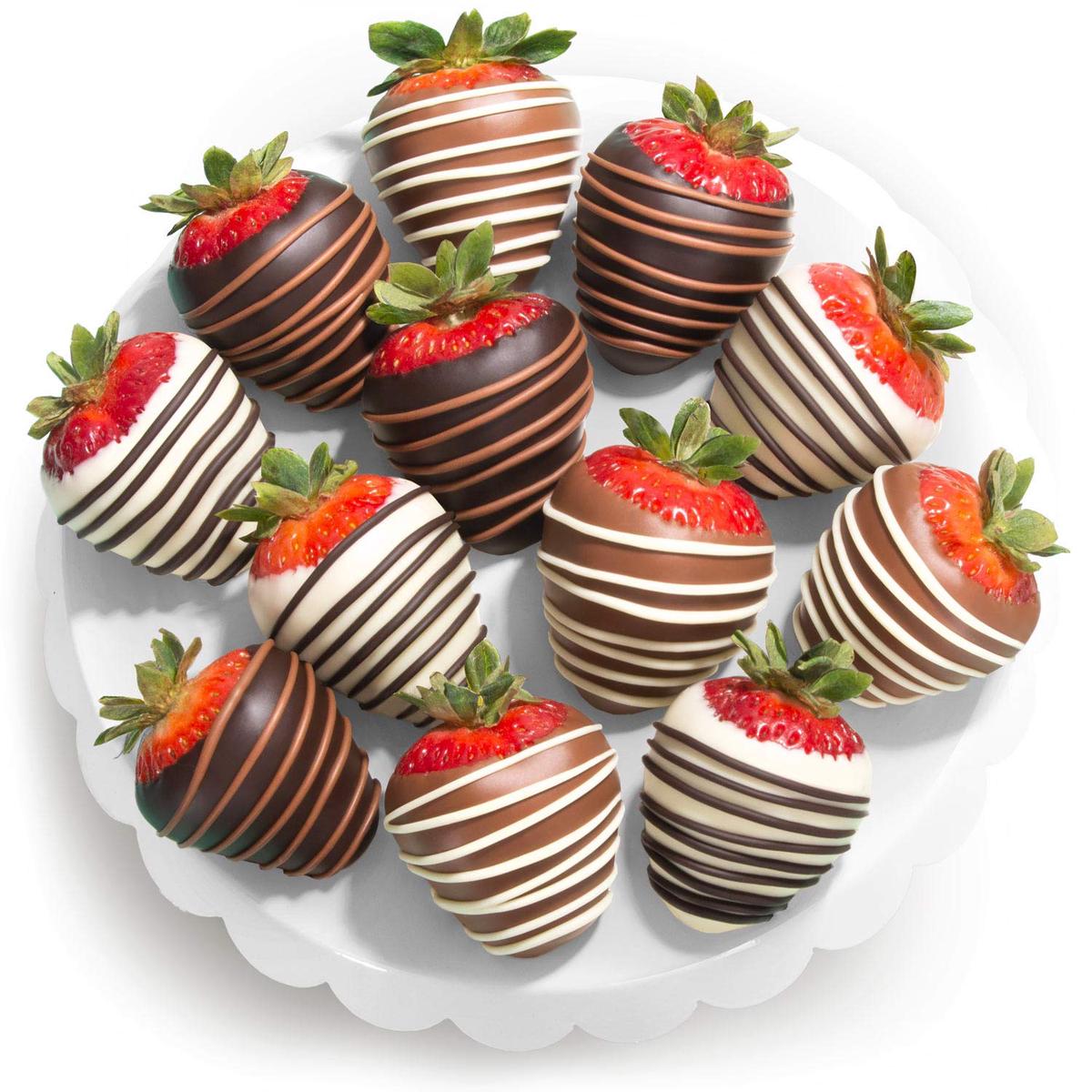 A Gift Inside Chocolate Covered Strawberries, 12 Count, Dark/Milk/White, 32 Ounce