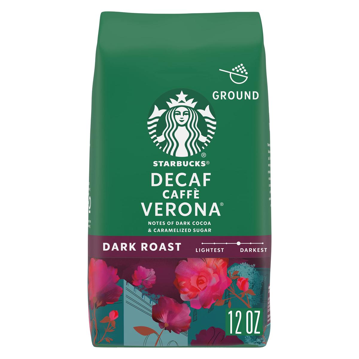 Starbucks Ground Coffee, Dark Roast Coffee, Decaf Caff Verona, 100% Arabica, 1 Bag (12 Oz)