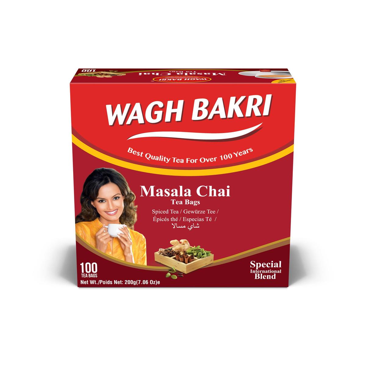 Wagh Bakri Masala Chai Tea Bags  100 Tea bags of Special International Blend  200 grams
