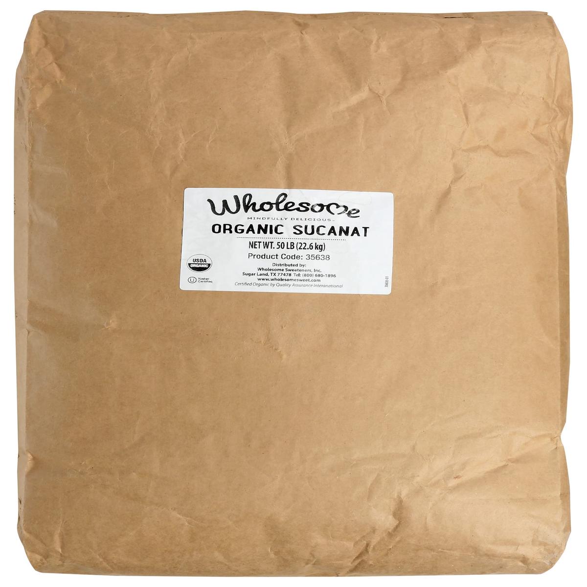 Wholesome Organic Sucanat Sugar, USDA Certified Organic, Gluten Free & Non-GMO, 50 Lb (Pack of 1)