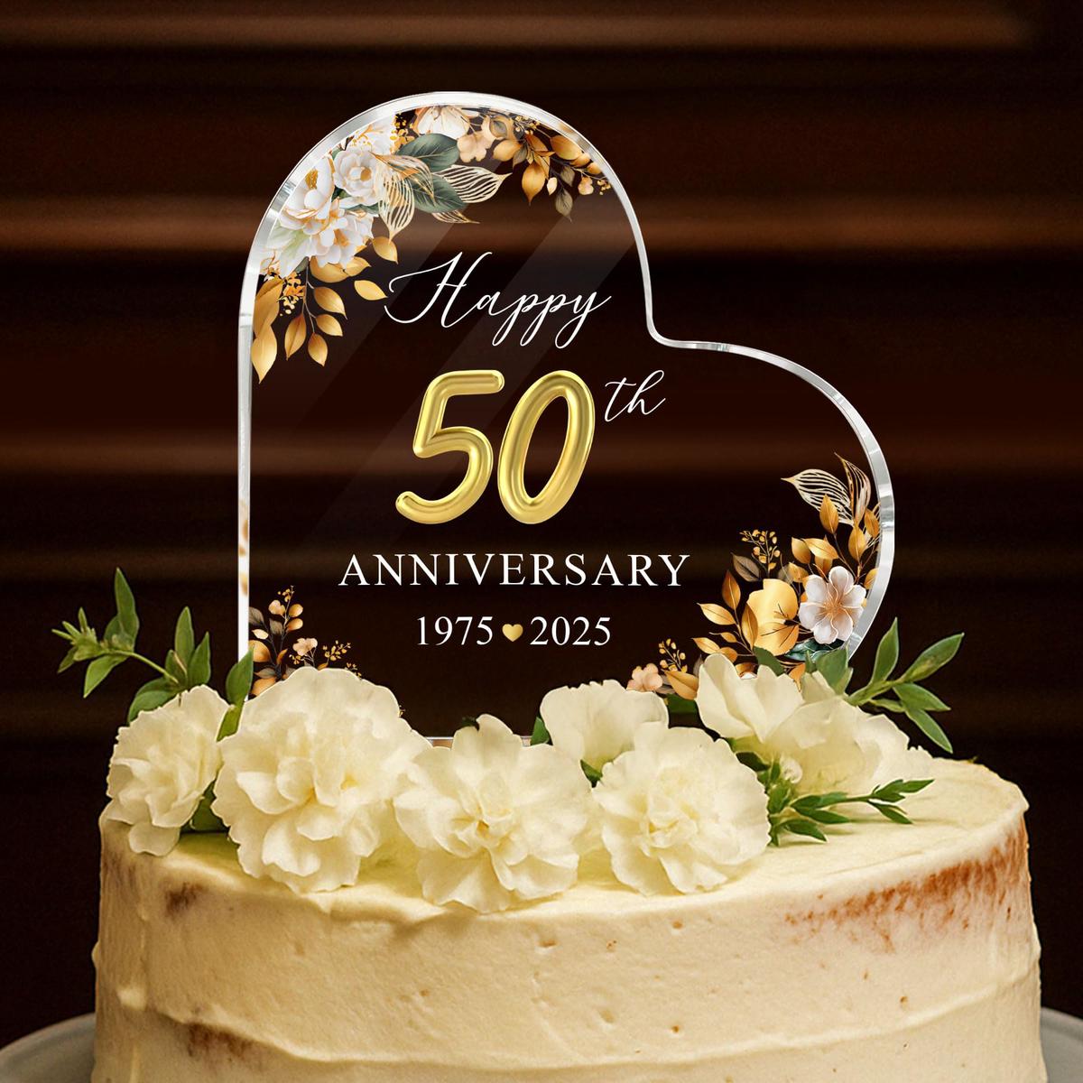 50th Wedding Anniversary Acrylic Cake Topper  50 th Anniversary Decorations  50 Wedding Topper  50 Years Of Married Gifts (50th Anniversary Cake Topper)