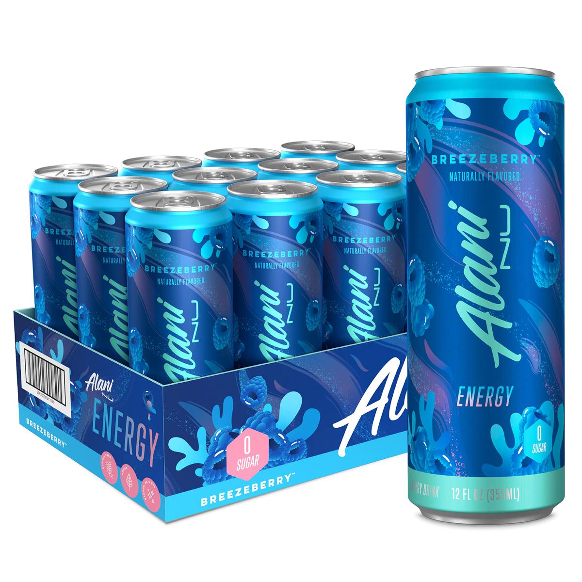 Alani Nu BREEZEBERRY Sugar Free  Low Calorie Energy Drinks | 200mg Caffeine | Pre Workout Performance with Antioxidants | Biotin B Vitamins | Zero Sugar | 10 Calories | 12 Fl Oz Cans (12 Pack)