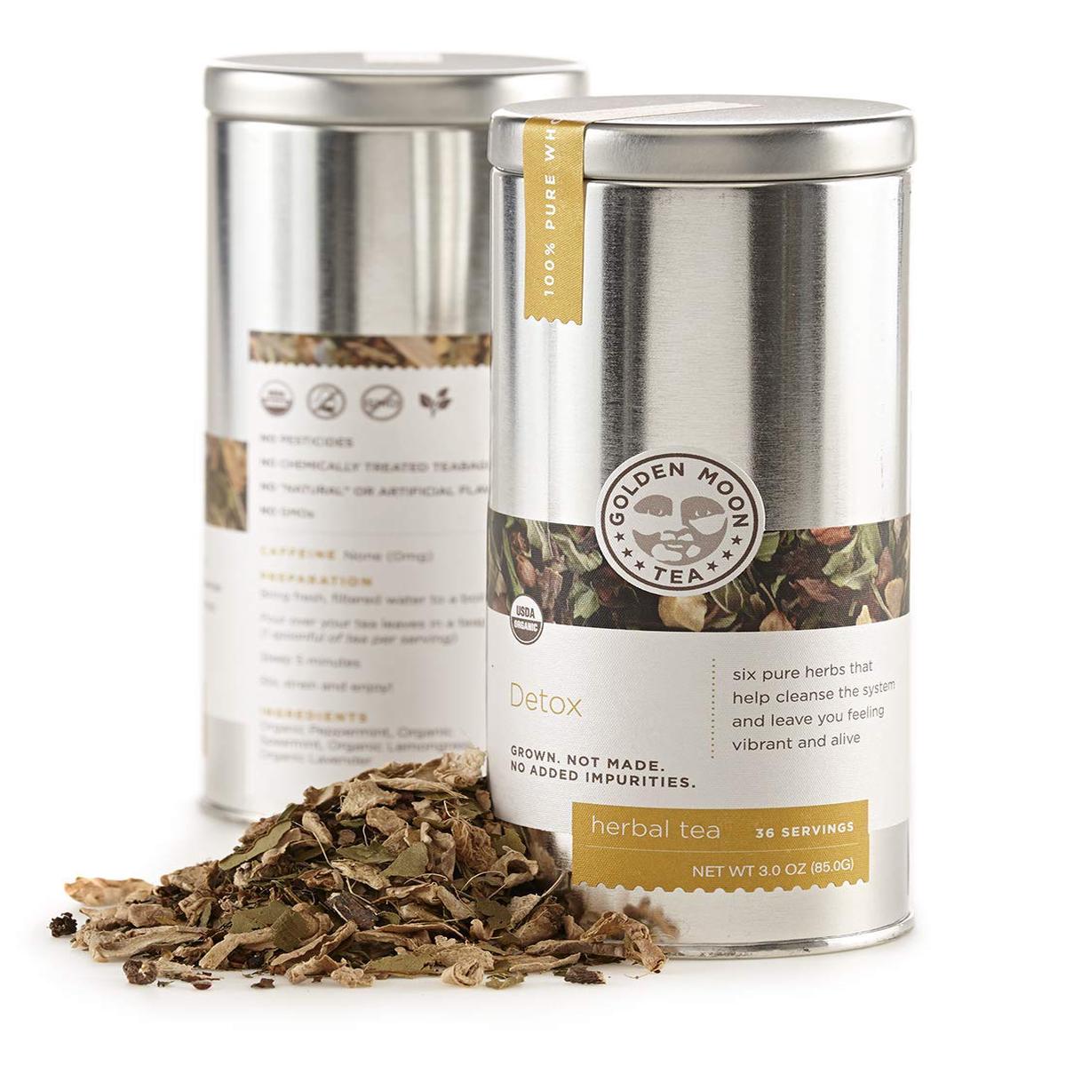 Golden Moon Organic Herbal Detox Tea - Loose Leaf, Non Gmo - Travel Tin (36 Servings)