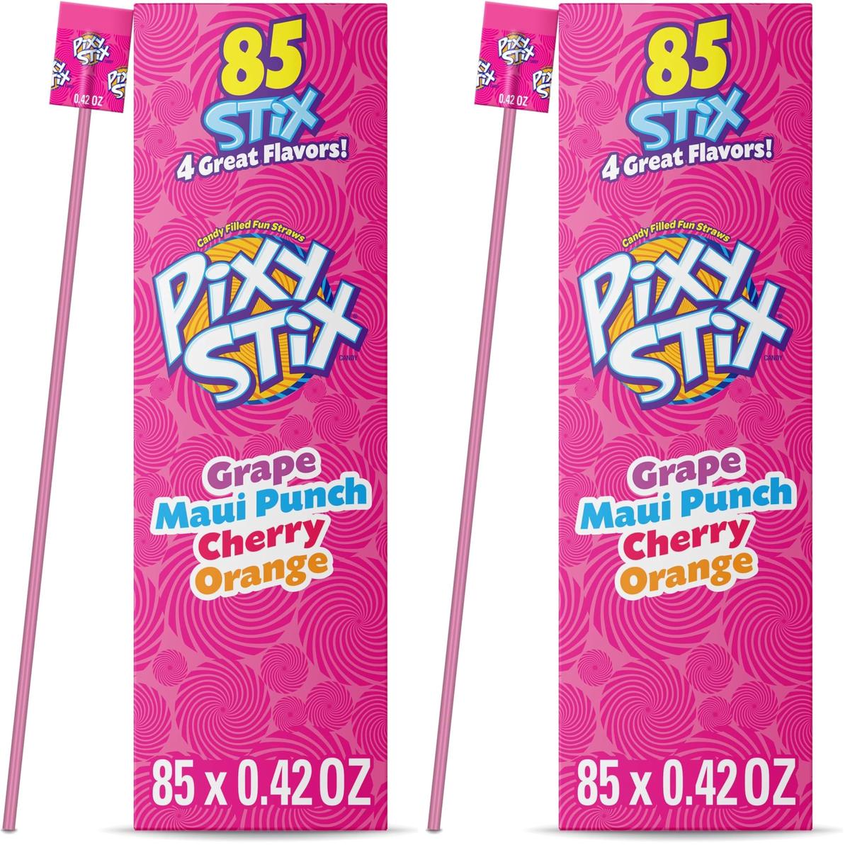 Wonka Pixy Stix Powder Candy-filled Straws, Sweet and tart candy, Springtime Easter Candy, 0.42 oz (85 Count) (Pack of 2)