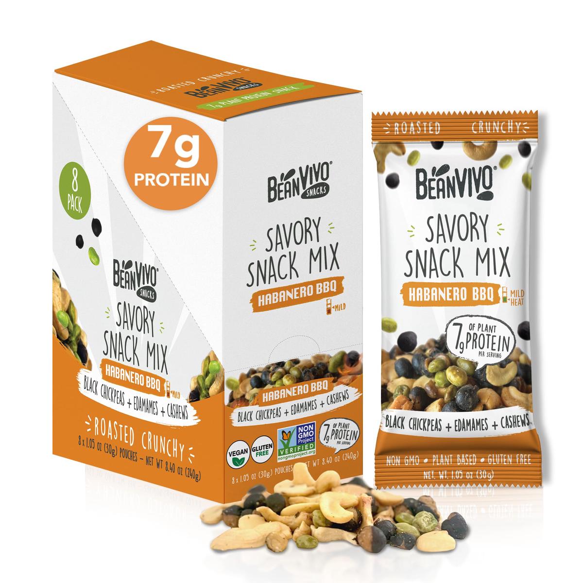 Beanvivo Healthy Snacks For Mature-Themeds & Kids With 7G Protein & 5G Fiber Per Serving With Dried Edamame, Roasted Cashew And Black Chickpeas - Vegan & Gluten Free - Keto Friendly & Non-Gmo - 8Pack 