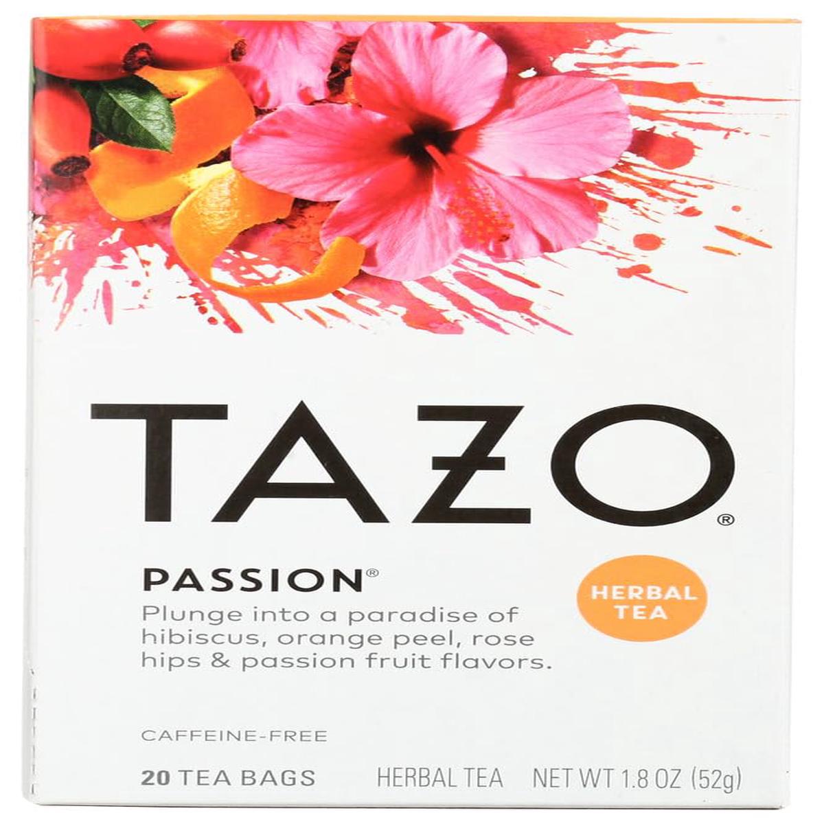 Tazo Passion Herbal Infusion Tea, Caffeine Free, 20-Count Tea Bags (Pack Of 6)