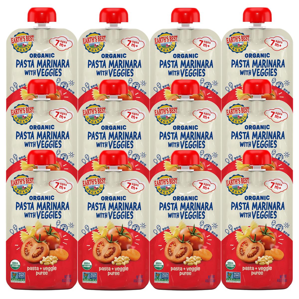Earth'S Best Organic Pasta Marinara With Veggies Pouch, 4 Oz (Pack Of 12)