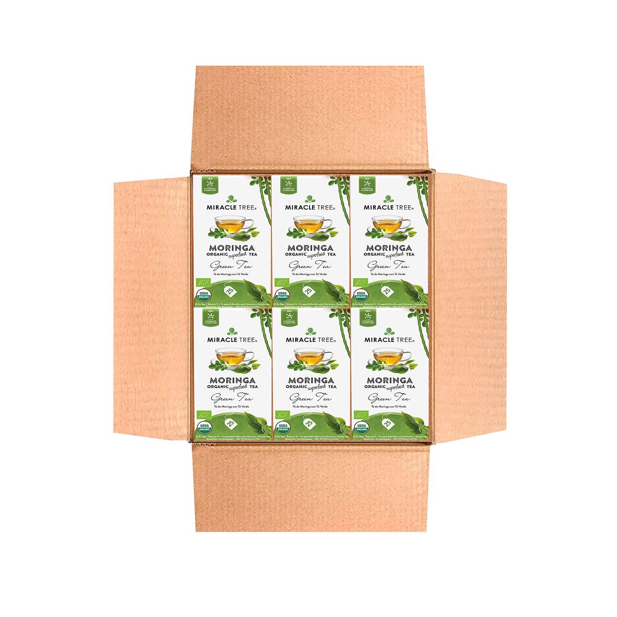Miracle Tree - 6 Count Of Organic Moringa Superfood Tea, 25 Individually Sealed Tea Bags, Green Tea (Keto, Detox, Energy/Immunit