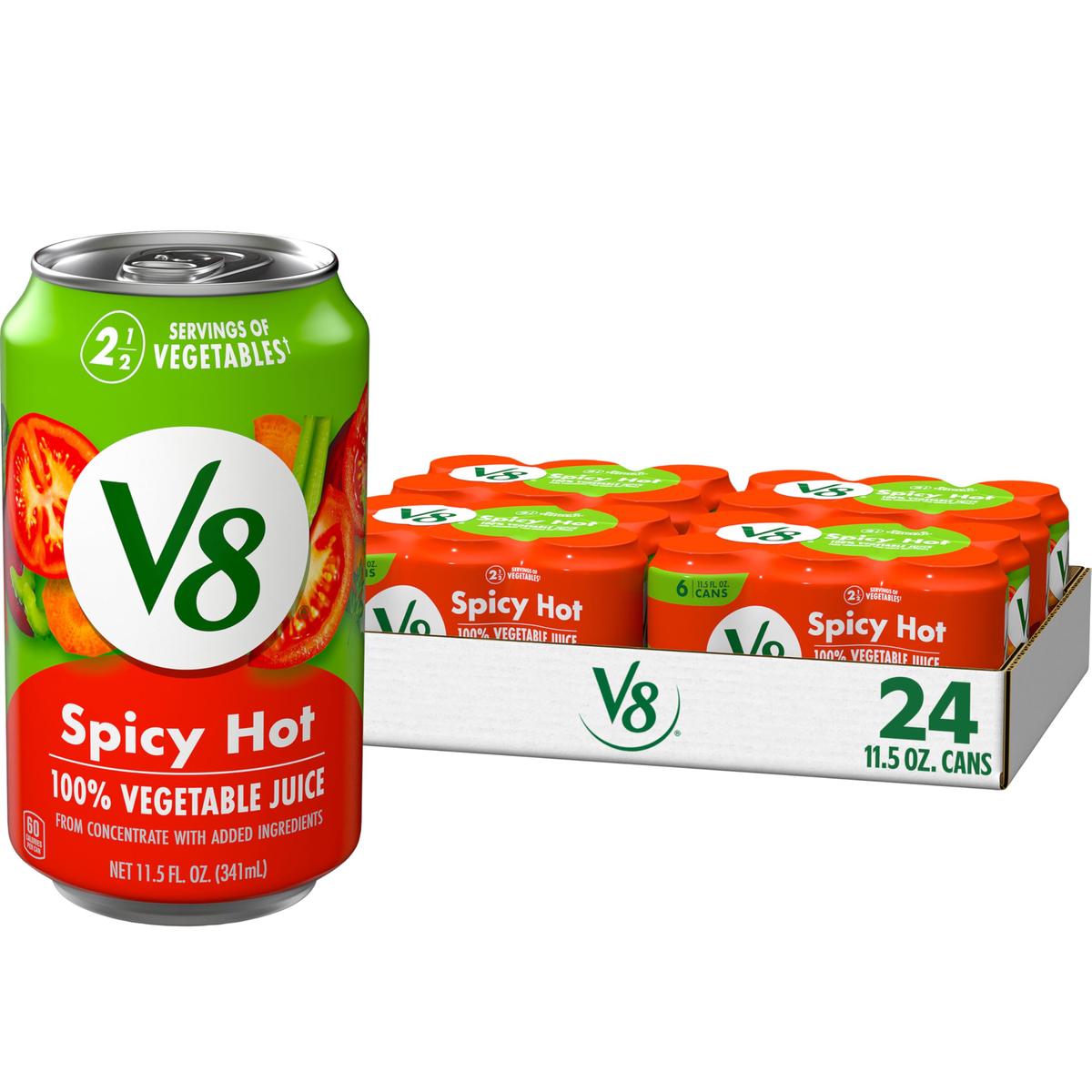 V8 Spicy Hot Vegetable Juice, 11.5 fl oz Can, 24 Pack, Model 200000018596