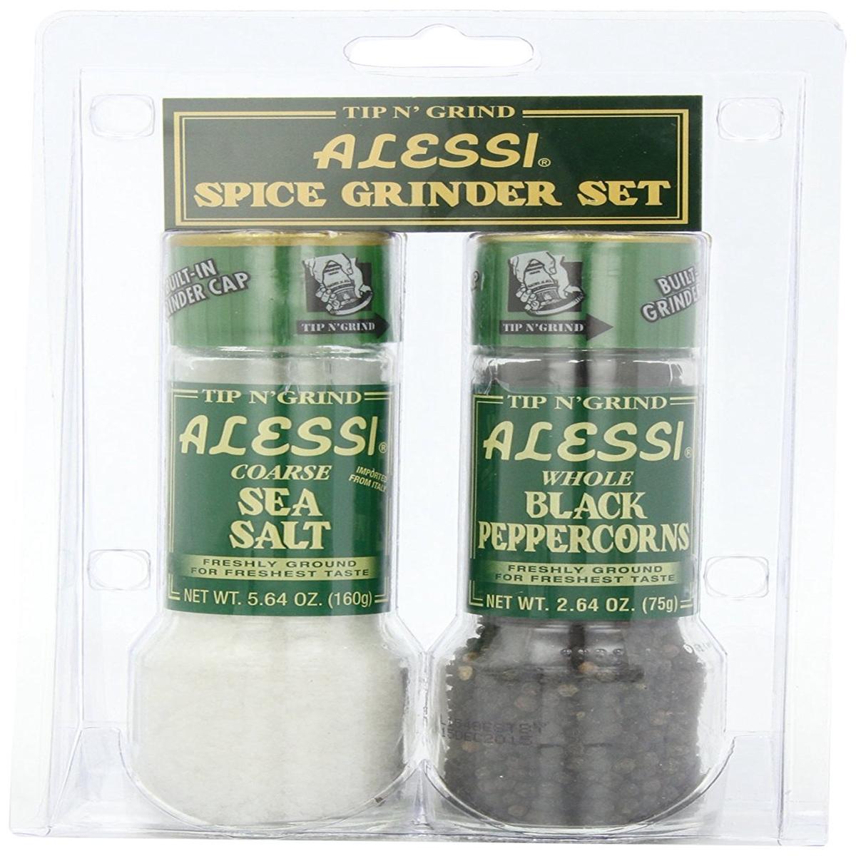 Alessi Grinder Set, Sea Salt and Black Peppercorns, Pack of 6
