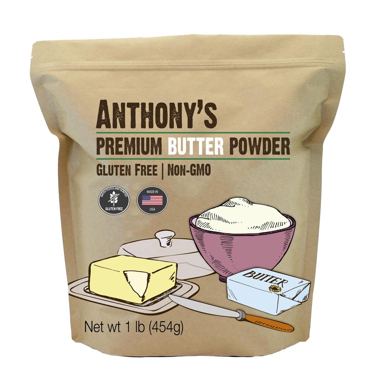 Anthonys Enhanced Butter Powder, 1 Lb, Gluten Free, Non Gmo, Made In Usa, Keto Friendly,   Free