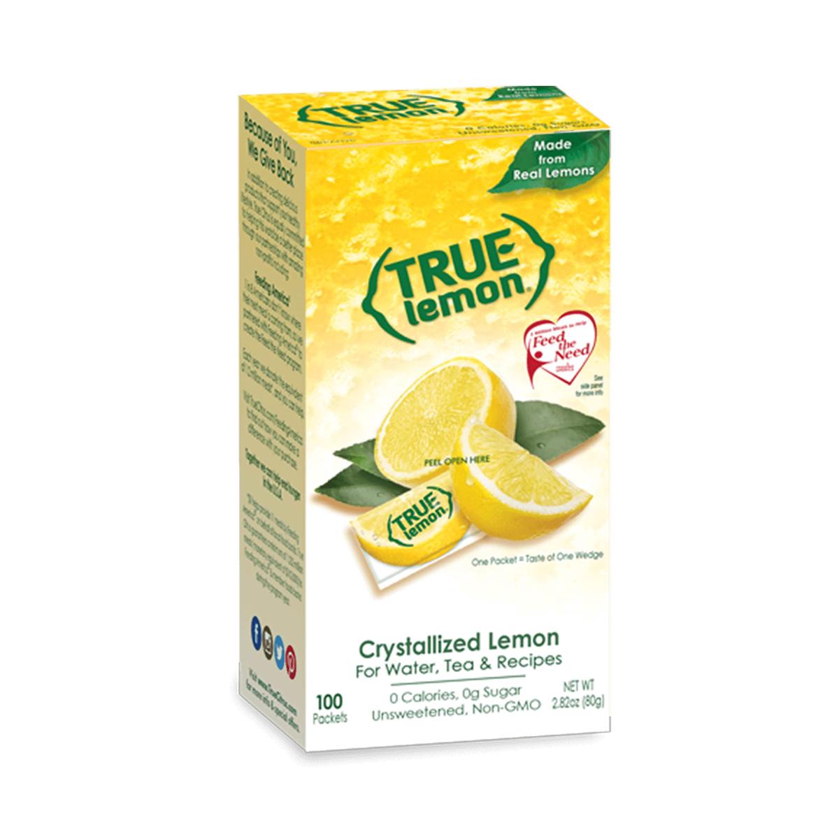 TRUE LEMON Water Enhancer, Bulk Dispenser, 100 Count (Pack of 1), 0 Calorie Drink Mix Packets For Water, Sugar Free Lemon Flavor