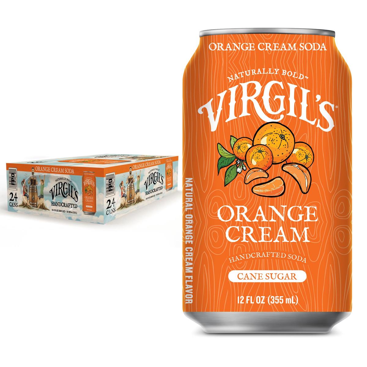 Virgils Handcrafted Orange Cream Soda - Zesty Bold Flavor - 12oz Cans  24 Pack