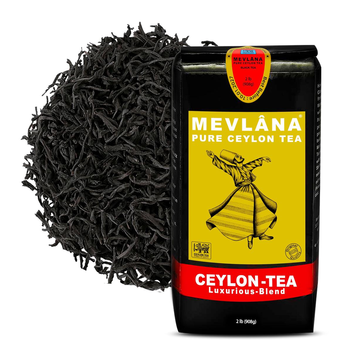 Mevlna Pure Ceylon Black Tea - Luxurious Hand-Picked Blend, Premium Loose Leaf, 2Lb (908G) - Strong, Full-Bodied Flavor, Freshly