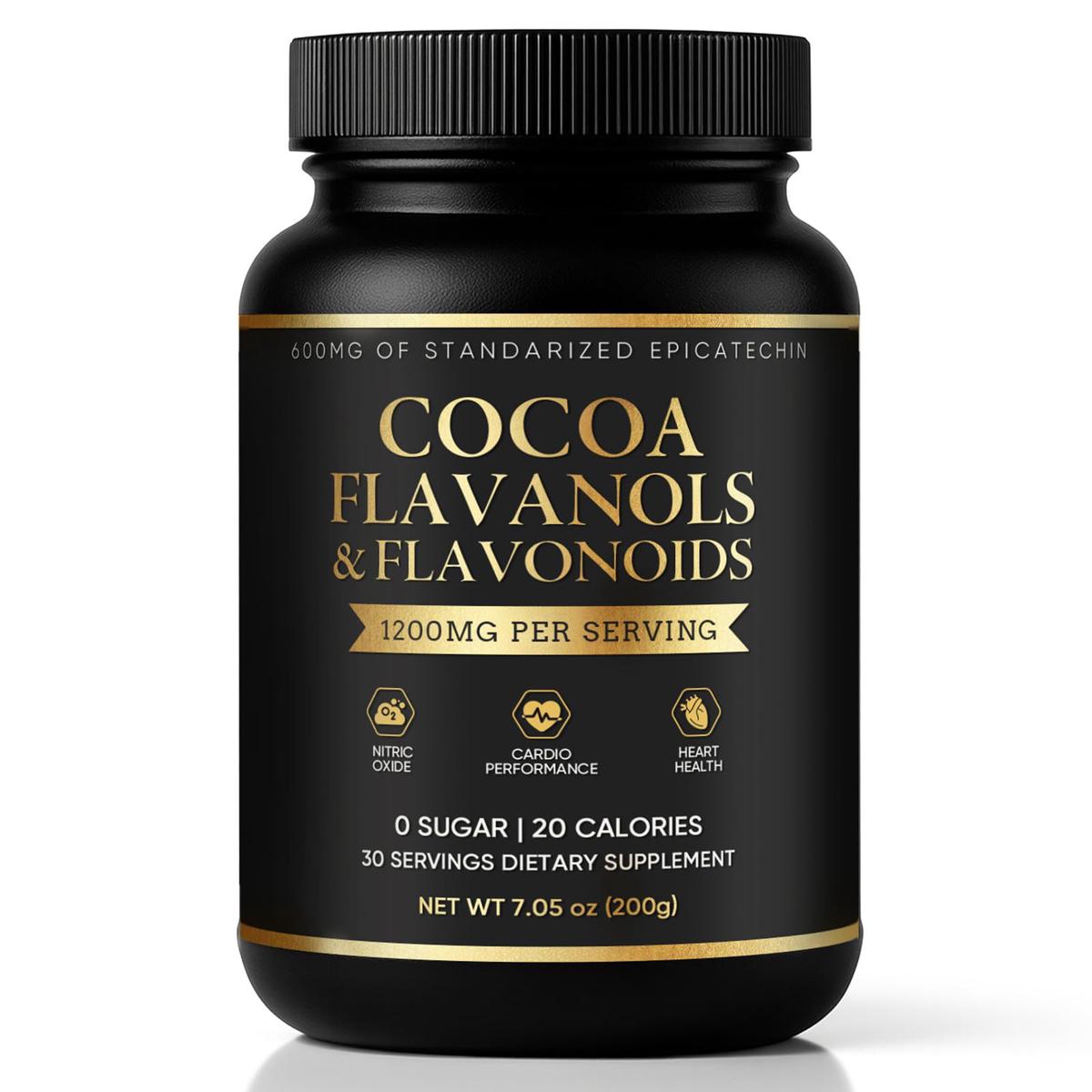 WHDEOW High Flavanol Cocoa Powder  Vegan, Non-GMO, Sugar-Free, 7.05oz  Supports Circulation & Energy