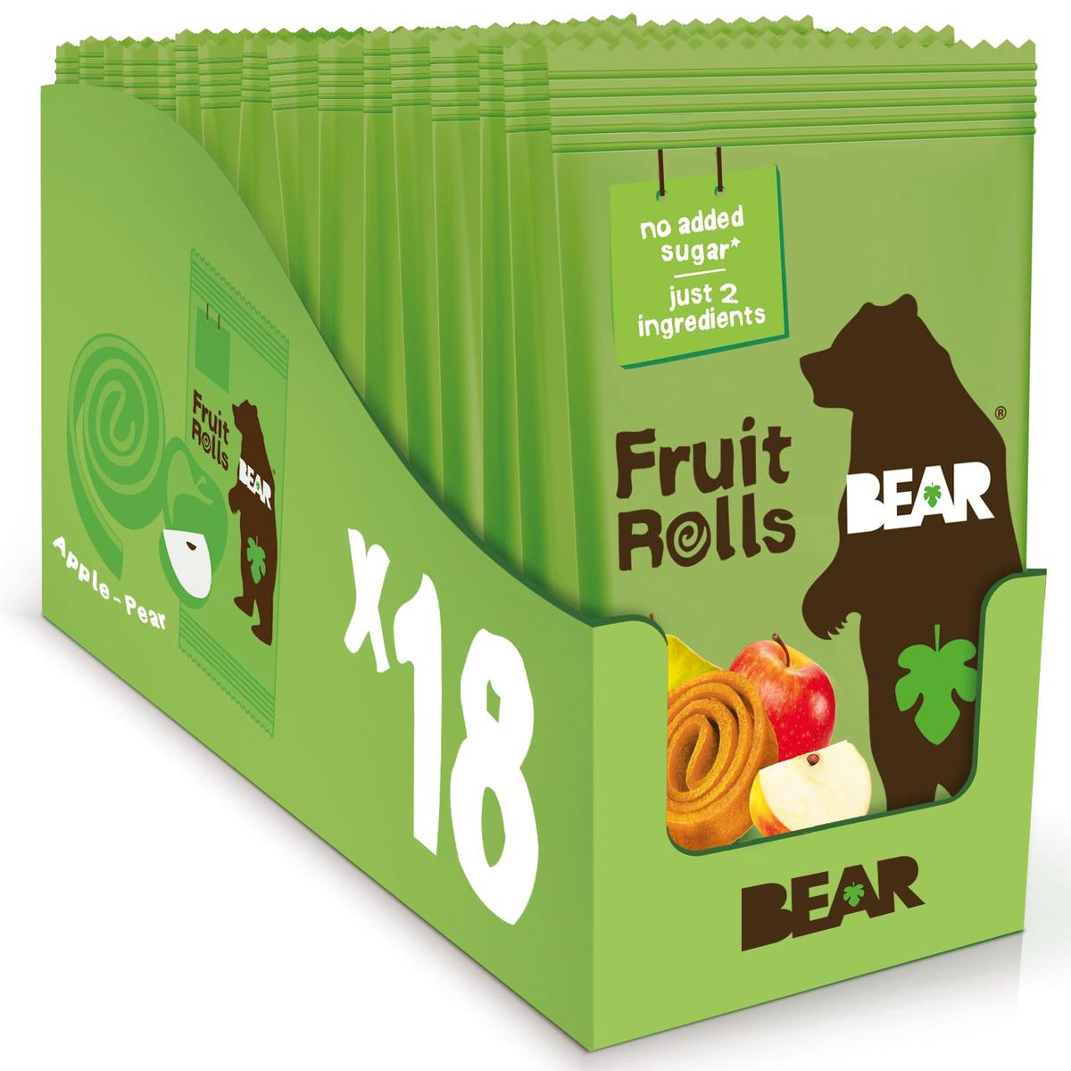 BEAR Real Fruit Snack Rolls - Gluten Free, Vegan, and Non-GMO - Apple - Healthy School And Lunch Snacks For Kids And Adults, 0.7