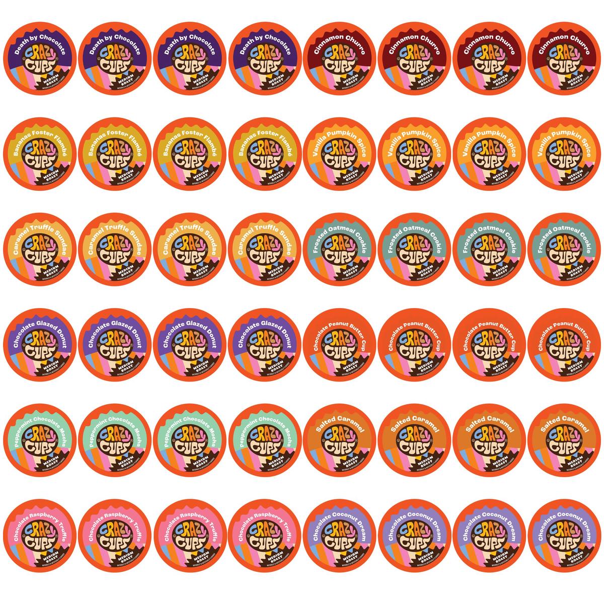 Crazy Cups Flavored Coffee Pods Variety Pack - Coffee Flavors And Chocolate Coffee Flavors For Keurig K Cups Machines, Medium Ro